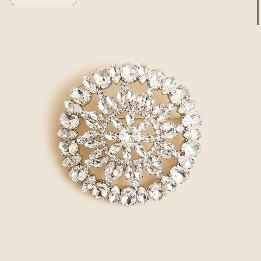 J crew silver Round crystal brooch